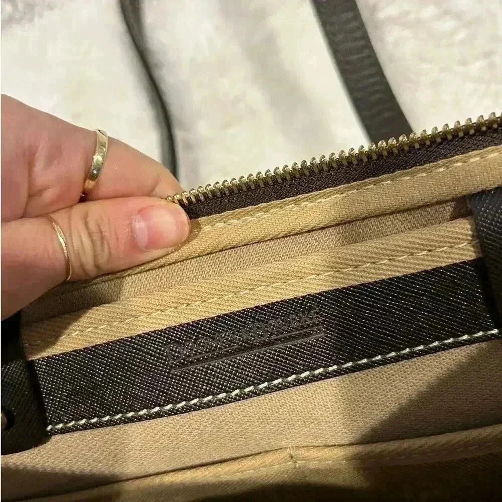 Dooney and Bourke‎ Signature Canvas Leather Purse Vintage DB Brown Shoulder Bag - Picture 10 of 12